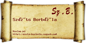 Szőts Borbála névjegykártya